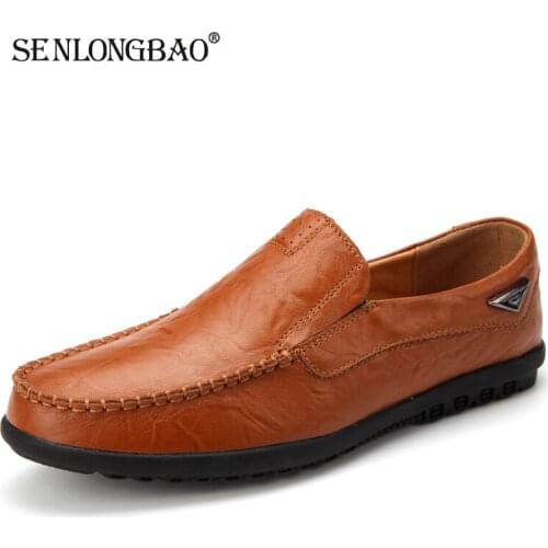 Brand Spring Autumn Men Genuine Leather Casual Shoes Mens Loafers Non-slip Breathable Driving Shoes Moccasins Plus Size 38-46