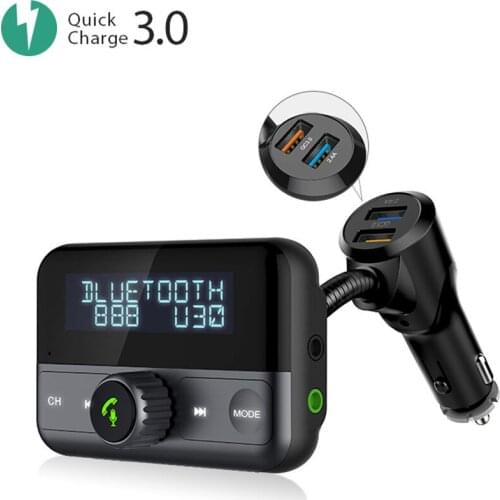 BT75S Car FM Transmitter Dual Bluetooth V4.2 Version Voice Control Answer QC3.0 Fast Charge Car player 1.8" Display Screen Wirel
