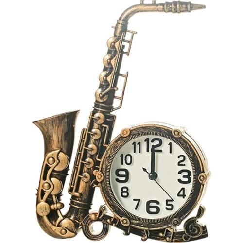 Saxophone Shaped Alarm Clock Retro Decorative Alarm Clock Bedside Clock for Bedroom Home without Battery (Random Color)