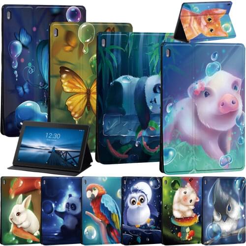 Tablet Case for Lenovo Tab E10 10.1 Inch Adjustable Folding Stand Cover for Tab M10 10.1 Inch Animal Pattern Cases