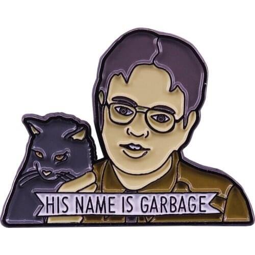 Dwight Schrute with cat lapel pin The Office fans pop accessory