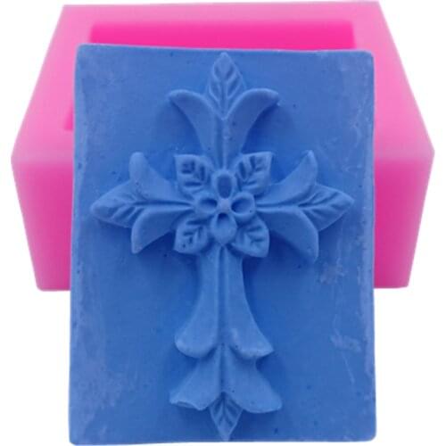 Cross Design Soap Molds Rectangle Silicone Mold for Natural Soap Decorating Gypsum Wax Mould