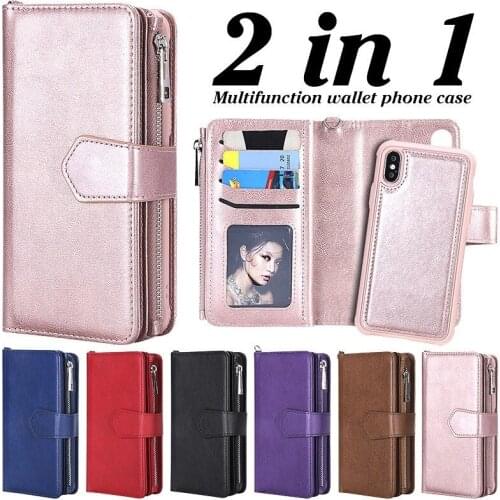 Leather Wallet Case for iPhone X XR XS 11 Pro Max SE 2020 7 8 6 6S Plus 5 5S Back Cover for Samsung S20 S10 Cases Coque