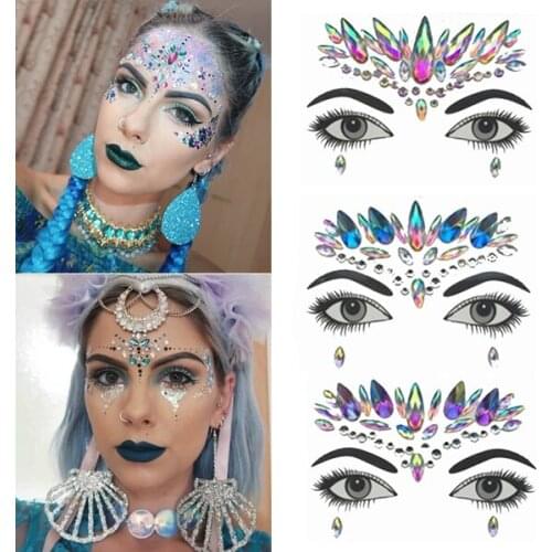 Creative DIY Eyebrow Face Body Art Adhesive Crystal Sticker Glitter Jewels Diamond Festival Party Eye Stickers Makeup Decor