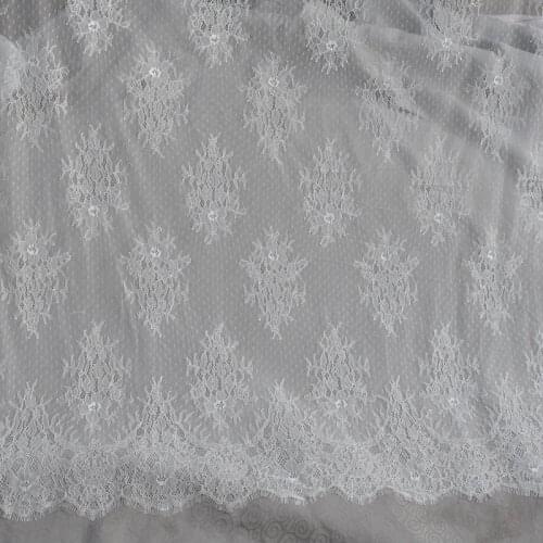 3M/ lot Eyelash Lace Fabric 120cm DIY Decorative High Quality Soft Off White Nylon Eyelash Lace Trim Wedding Dress Fabric