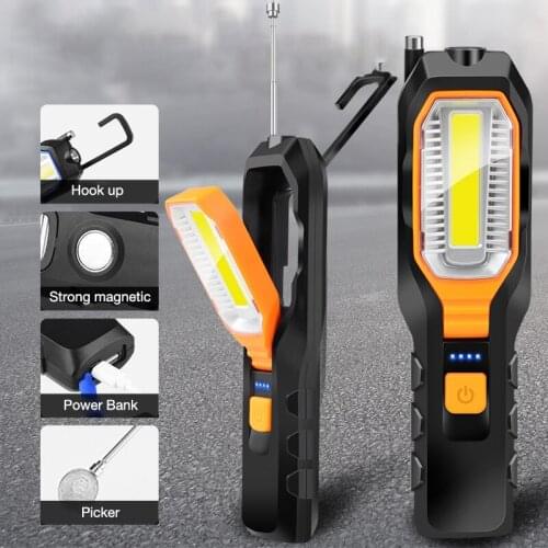 Magnet LED Work Light Car Maintenance LED Light Outdoor Lantern USB Portable Lamp for Camp Fishing Emergency Strong Hook Fixture