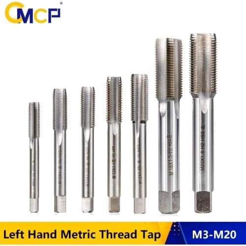 CMCP 1pc Left Hand Metric Thread Tap HSS Screw Tap Drill Bit Machine Straight Shank Plug Tap M3 M6 M8 M10 M12 M14 M16 M18 M20