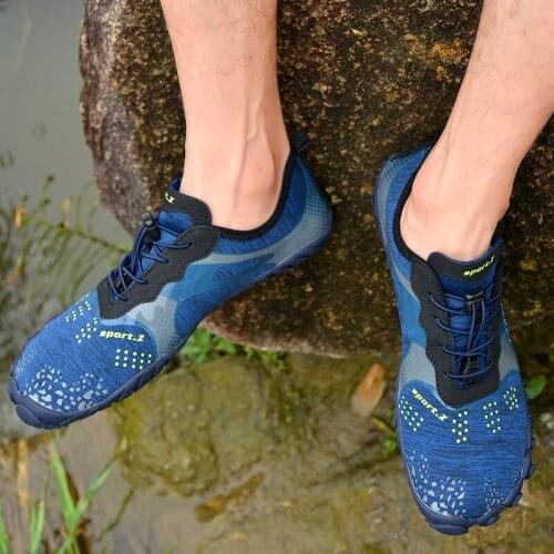 Plus Size Five Fingers Barefoot Shoes Men Aqua Shoes Mesh Fabric Breathable Swimming Upstream Beach Shoes Women Water Shoes