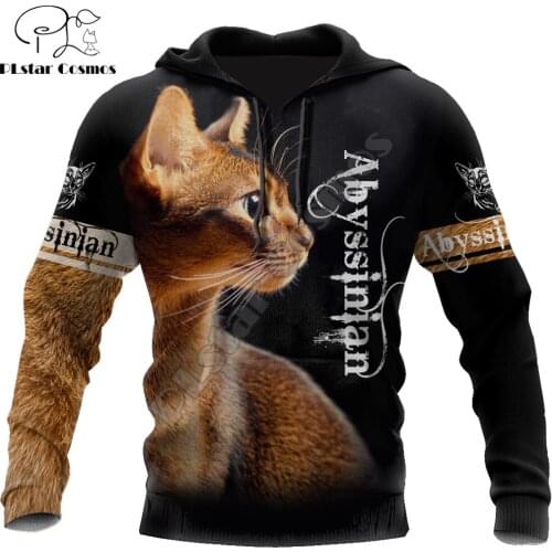 Abyssinian cat tattoo 3D Printed Mens Hoodie Animal Streetwear Autumn Hooded Sweatshirt Unisex Casual Jacket Tracksuits DK049