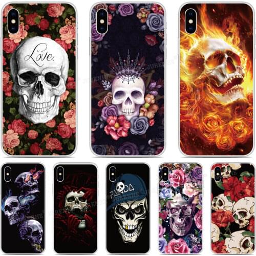 Soft Skull Flower Floral Phone Case For iPhones SE 2020 SE2 SE 2 XR X XS 11 Pro MAX 6 6S 7 8 9 Plus For iPod Touch 7 6 5 Cover