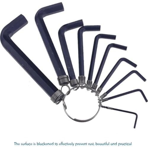 8PCS/Set Hex Key Wrench Set, Metric Long Arm Flat End Hex Key Set with Keychain 1.5, 2, 2.5, 3, 3.5, 4, 5, 6mm, Black Finish