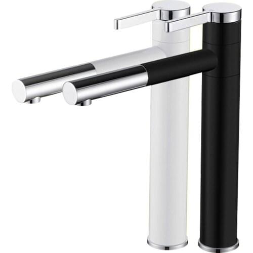 Bathroom Basin Faucet Set 360 Free Rotating Basin Faucet Single Handle Bathroom Mixer Tap Hot Cold Sink Tap White Brass Torneira