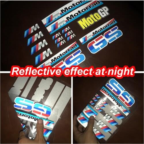A set Reflective Emblem Sticker Decal Motorcycle For GS suspension For BMW R1200GS 1250GS F650GS F700GS F800GS S1000 R RR XR