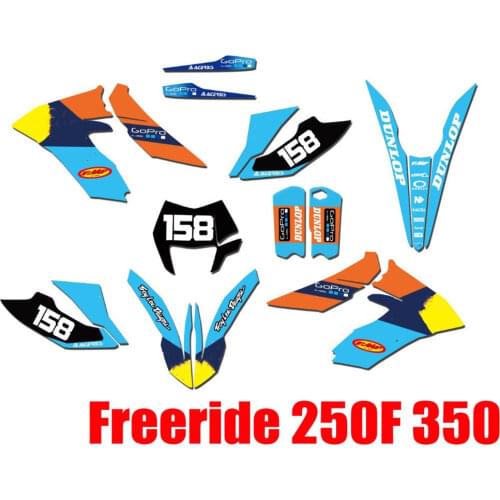 Motocross Graphics Decals stickers Kits Free Customized Numbers Names for KTM Freeride 350 250 for KTM 250 350 Freeride 250F