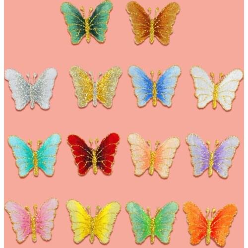New Fabric Embroidered Flower Butterfly Patch Clothes Stickers Bag Sew Iron on Applique DIY Apparel Sewing Clothing Accessorie