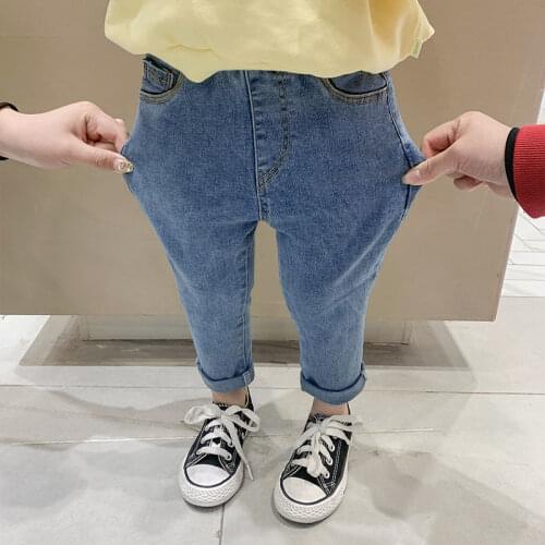 2021 new kids baby girl boys jeans Children Spring pants Trousers Casual Solid Color Fashion Clothes