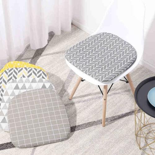 Office Cotton Linen Upholstered Chair Cushion Cotton Linen Car Seat Cushion Printing Cushion Seat Home Office Home Tatami Stool