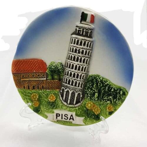 The Leaning Tower of Pisa Ceramic Round Ornaments Italian Landmark Furnishing Articles tourist Decor Collection Ceramic Discs