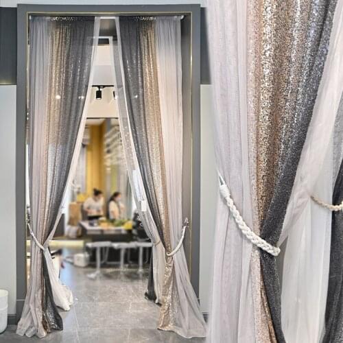 Simple high-end curtain light luxury window screen high-grade transparent curtain living room gray atmosphere modern bay window