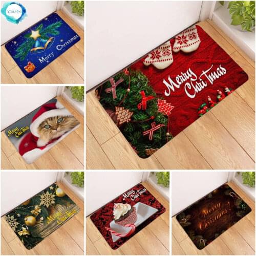 Merry Christmas Xmas Tree Gift Doormat Door Mat Entrance Rug Home Carpet Living Room Bathroom Kitchen Floor Mats Anti Slip