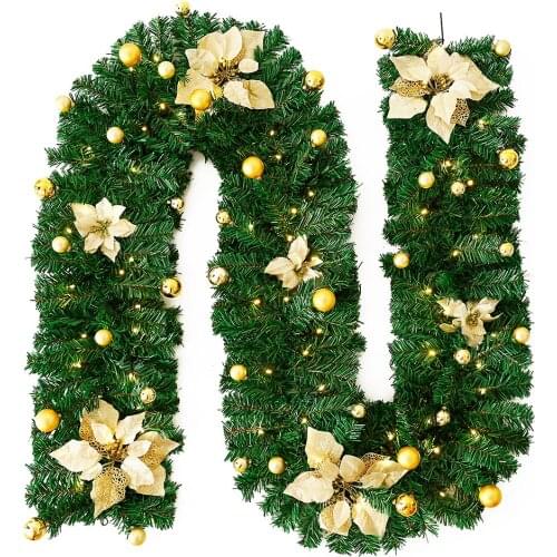 2.7M Christmas Decoration LED Rattan Navidad Artificial Flower Vine Garland Xmas Tree Fireplace Ornament Event Party Decorations