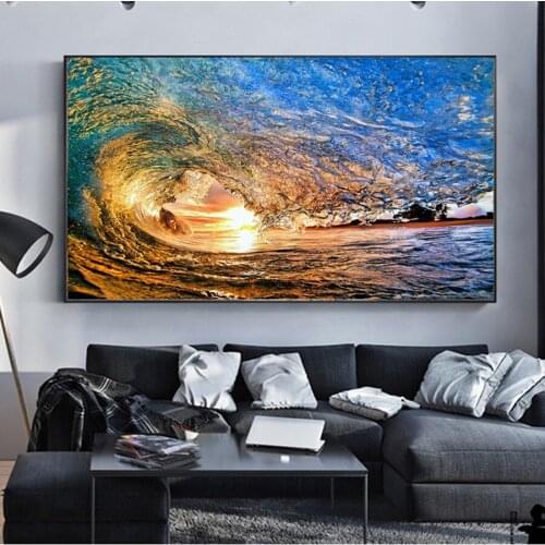 Surfing Ocean Sea Waves Canvas Painting Sun Sport Surfer Poster Canvas Printed Art Wall Painting for Living Room Home Decoration