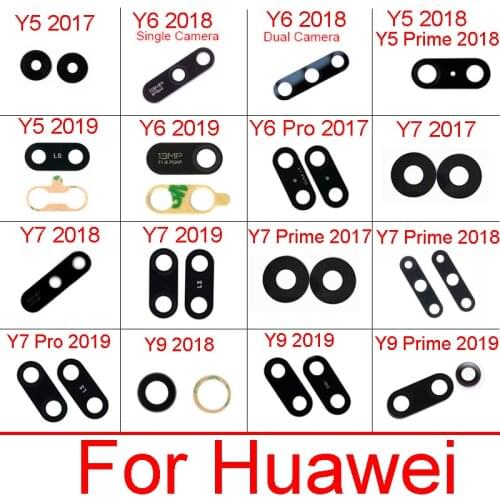 Back Rear Camera Glass Lens With Sticker For Huawei Y5 Y6 Y7 Y9 Pro Prime 2017 2018 2019 Dual Single Main Camera Glass Lens
