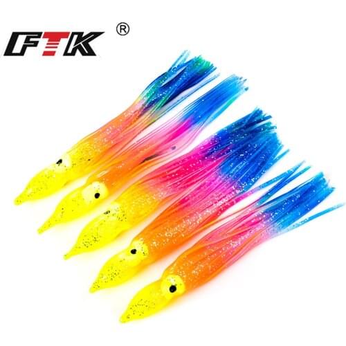 FTK 15pcs/lot Luminous Octopus Squid Jigs Fishing Lure 9/12cm Mix Colors Sea Fishing Shrimp Squid Rigs Artificial Bait