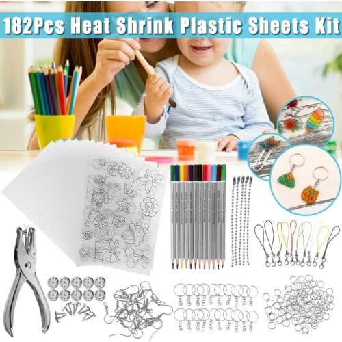 Heat Shrinkable Sheet Shrink Sheet Suit DIY Handmade Heat Shrinkable Sheet Multi Tool Kit Punch Pencil Keychains