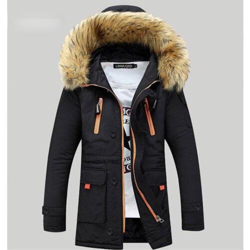 Thicken Mens Winter Faux Fur Collar Long Thick Parkas Jacket Men Outwear Hooded Windbreaker Male Outdoor -30 Degree Snow Jacket