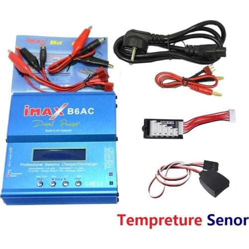 IMAX B6 AC B6AC 80W Lipo NiMH 3S/4S/5S RC Battery Balance Charger + EU/US Power Supply PLUG JST Board Tempreture Senor