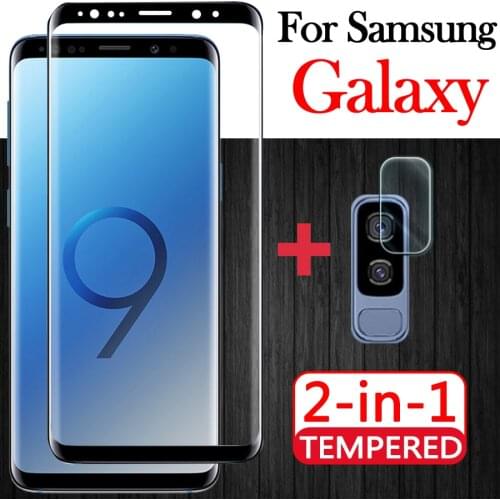 2 in 1 For Samsung Galaxy S 8 9 Plus Tempered Glass S8 S9 Protective S8Plus S9Plus 8S 9S Case With Camera Lens Screen Protector