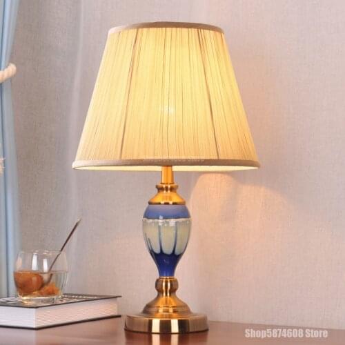American Ceramic Golden Table Lamp European Art Deco Table Lamps for Bedroom Study Reading Living Room Decoration Home Lighting