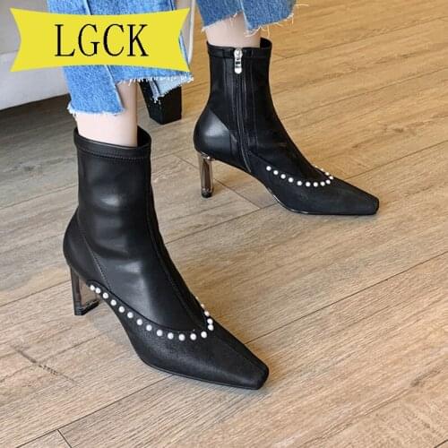 Plus Size 34-39 Sexy Genuine Leather Boots Woman Autumn Brand Designer Boots Female High Heels Winter Fashion Women Zip Shoes