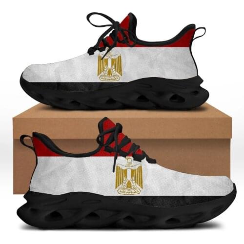 FORUDESIGNS Flag Of Egypt Pattern Women Fashion Sneaker Spring Flats Lace Up Breathable Casual Shoes Youth Ladies Walking Shoes