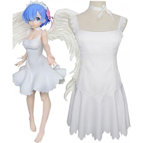Re: Life In A Different World From Zero Rem Angel White Dress Girls Halloween Party Dress Suit Cosplay Costume E001