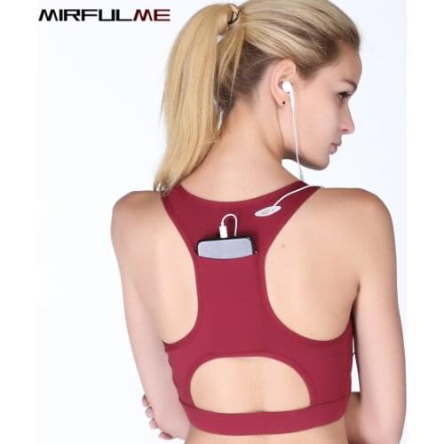 Women Sport Bras Shockproof Padded Wire Free Pocket Yoga Bra Breathable Gym Tops Running Underwear Fitness Elastic Athletic Vest