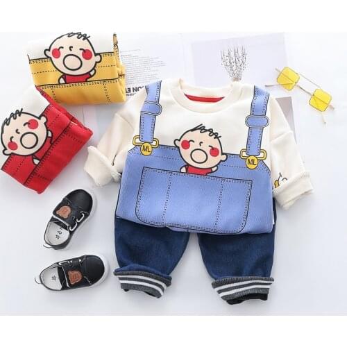 0-4 years winter boy girl clothing set 2019 casual thicker warm cartoon cute kid suit children baby clothing hoodies+pant 2pcs