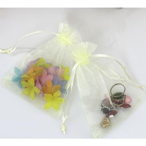1000pcs Beige Jewelry Packing Drawable Organza Bags 5x7cm Mini Gift Bags Pouches Display Packaging Pouches