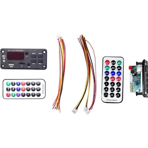2Set Bluetooth5.0 Mp3 Wma Wav Decoder Board 5V 12V Wireless Audio Module Color Screen USB Tf Fm Radio