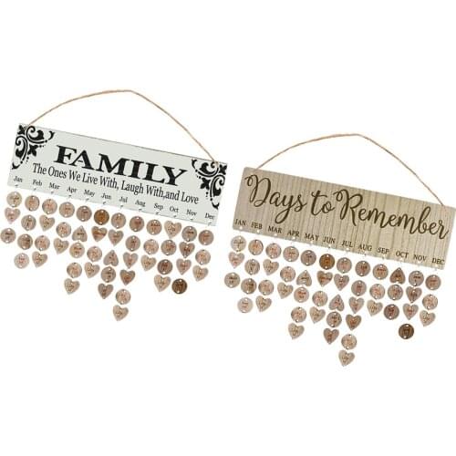 2pcs Wood Family Birthday Reminder Board DIY Calendar