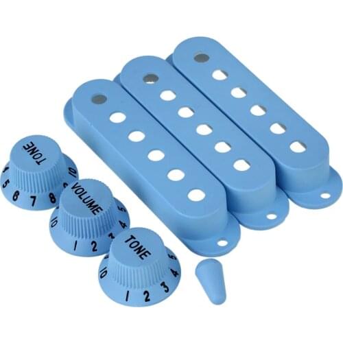 3 Pcs 48/50/52mm Pickup Cover&1V2T Knob Switch for Electric Guitar Light Blue