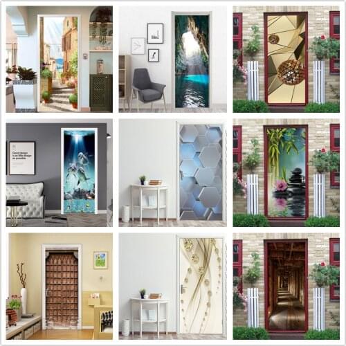 3D Vision Wallpaper Vinyl Door Sticker Peel & Stick Wall Decals Poster For Living Room Bedroom Decoration Mural Home Art Decor