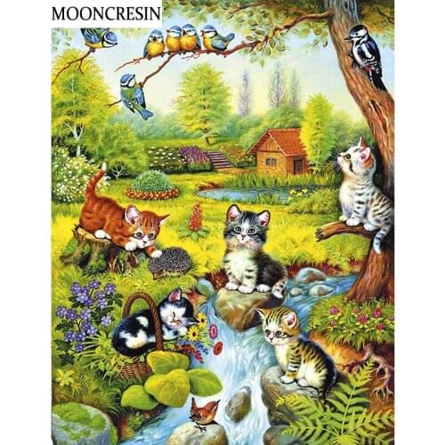 5D Diamond Painting Cats Animal Full Square Cross Stitch Kit Diy Diamond Embroidery Mosaic Pattern Of Rhinestone Decoration Home