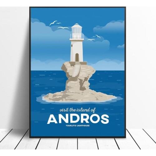 Andros Island Canvas Travel Poster Prints Home Wall Art Decor Painting