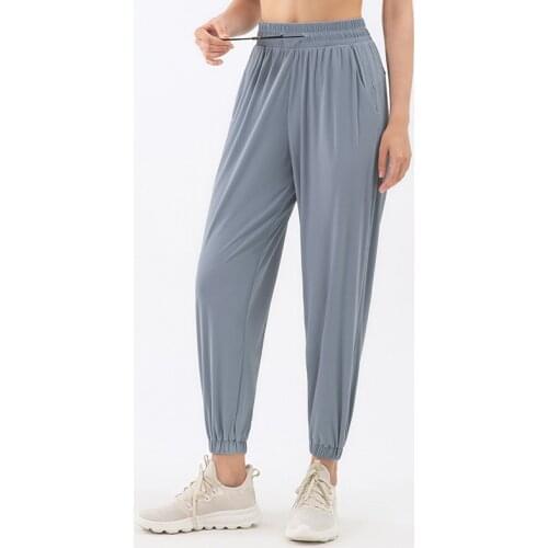 Ice Silk Sweatpants High Waist Fitness Joggers Yoga Pants Women Stretchy Running Workout Sport Trousers Thin Breathable Gym Pant