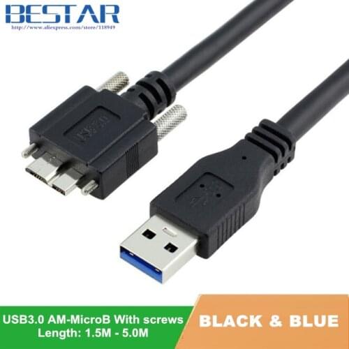 USB 3.0 A type Male To Micro B Male extension Camera Cable USB3.0 AM/MicroB cord 1M 1.5M 2M 3M 5M with Locking Screws