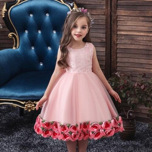 Kids Princess Girls Dress For Evening Prom Party Fancy Costume Teens Holy communion Clothes Wedding Dresses Little Girl Red Gown
