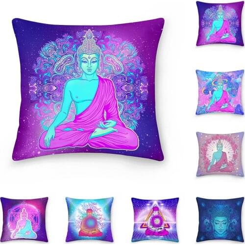 Double Side Hippie Buddha Pattern Polyester Cushion Cover 45*45cm Decorative Pillowcase Home Sofa Bed Decoration Pillowcover