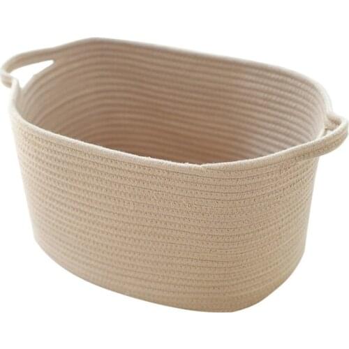 Cotton Woven Storage Basket Organizer Bin Laundry Hamper with Yarn Handles Sundries Laundry Organizer